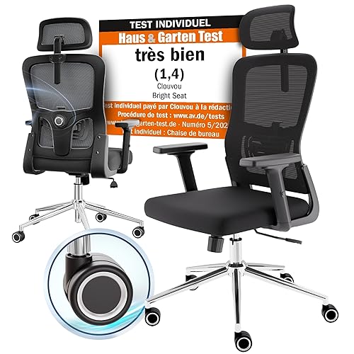 BrightSeat Chaise Ergonomique Dossier Haut Maille